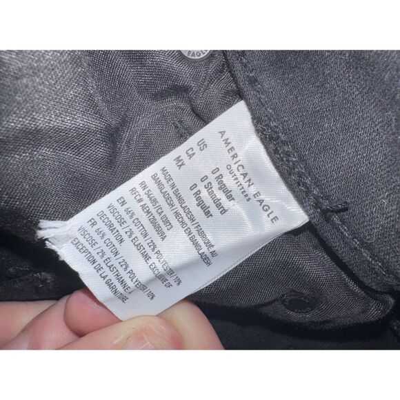 American Eagle Black Distressed Denim Mini Skirt Size 0 - Picture 4 of 4